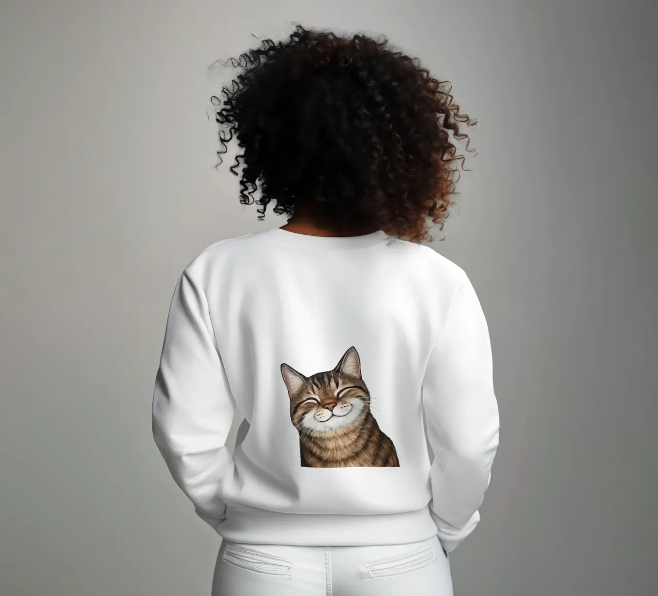 Smiling cat - cat portrait for a good mood sweatshirt by KidzStudio