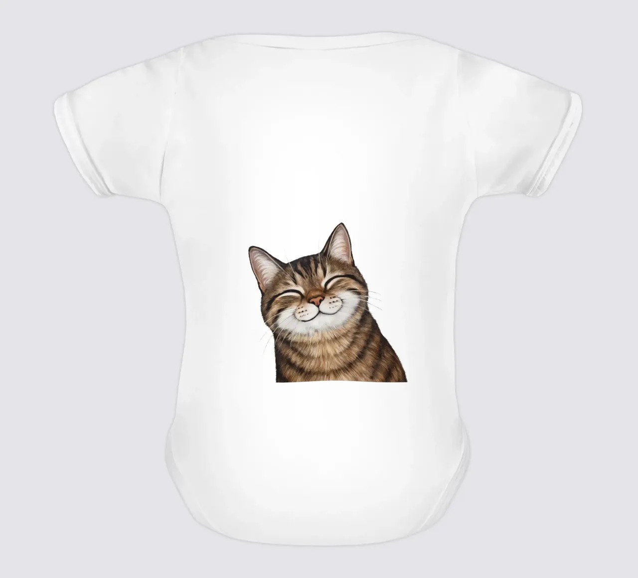 Smiling cat - cat portrait for a good mood short-sleeve baby romper by KidzStudio