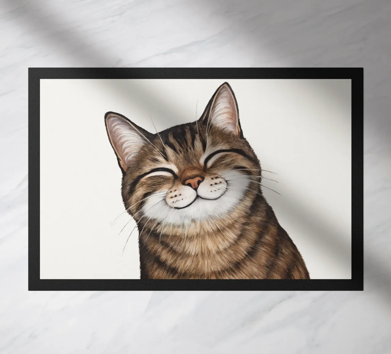 Smiling cat - cat portrait for a good mood doormat by KidzStudio