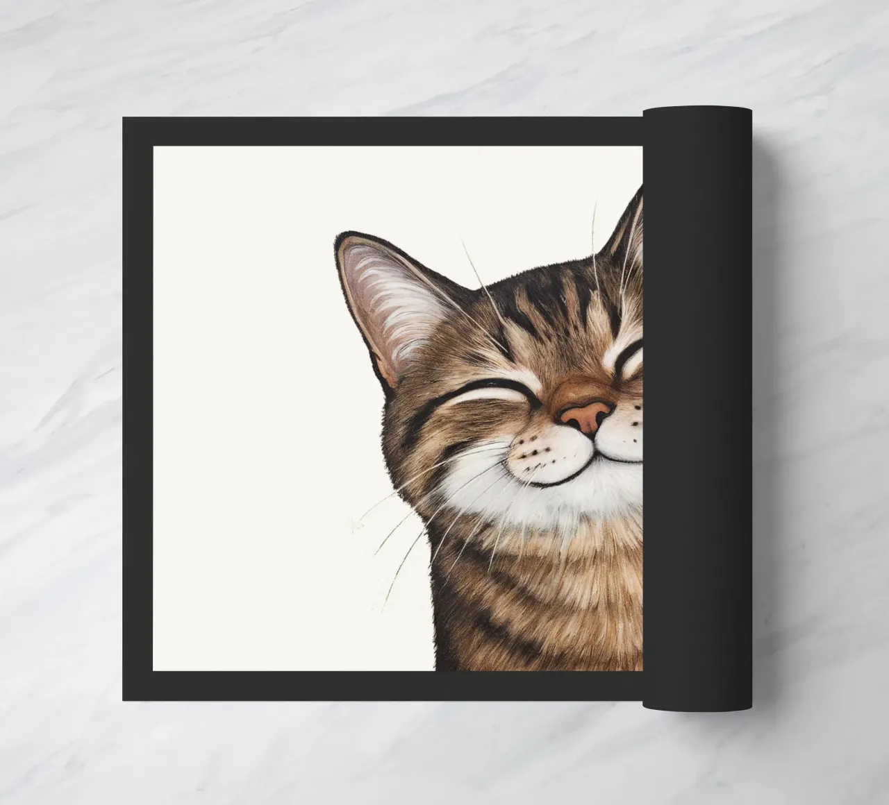 Smiling cat - cat portrait for a good mood doormat by KidzStudio