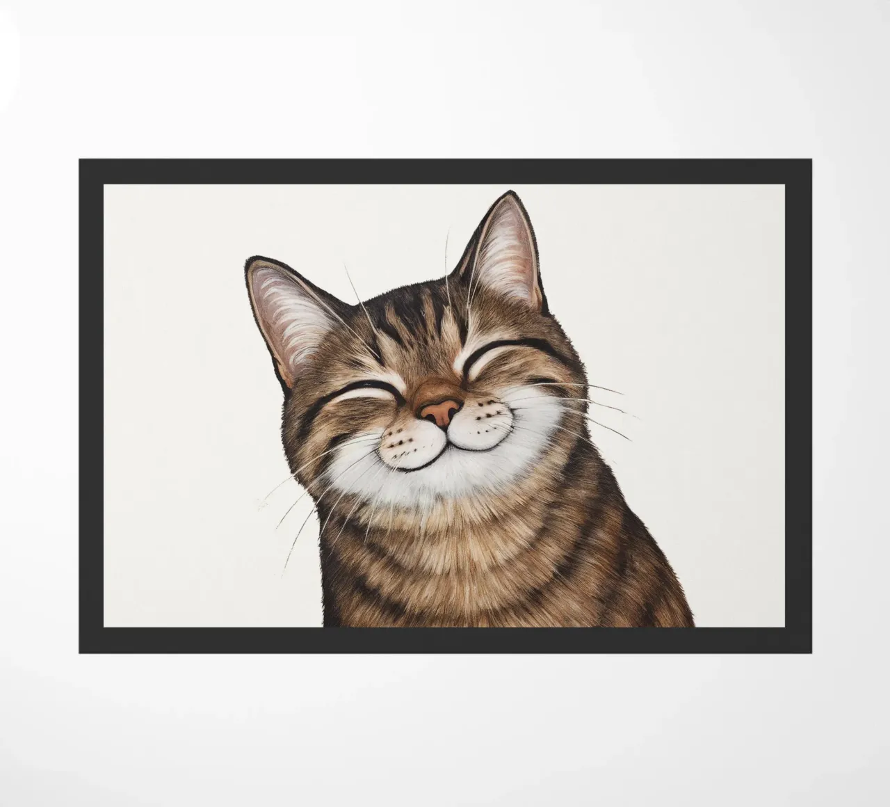Smiling cat - cat portrait for a good mood doormat by KidzStudio