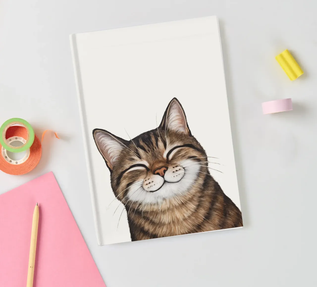 Smiling cat - cat portrait for a good mood notebook by KidzStudio
