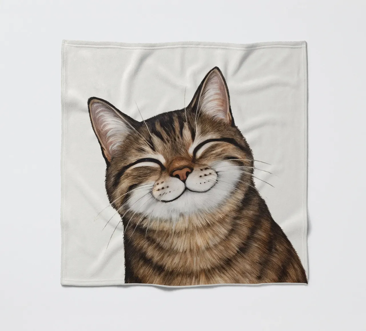 Smiling cat - cat portrait for a good mood fleece blanket by KidzStudio