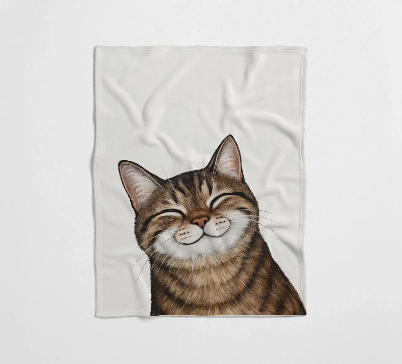 Smiling cat - cat portrait for a good mood fleece blanket by KidzStudio