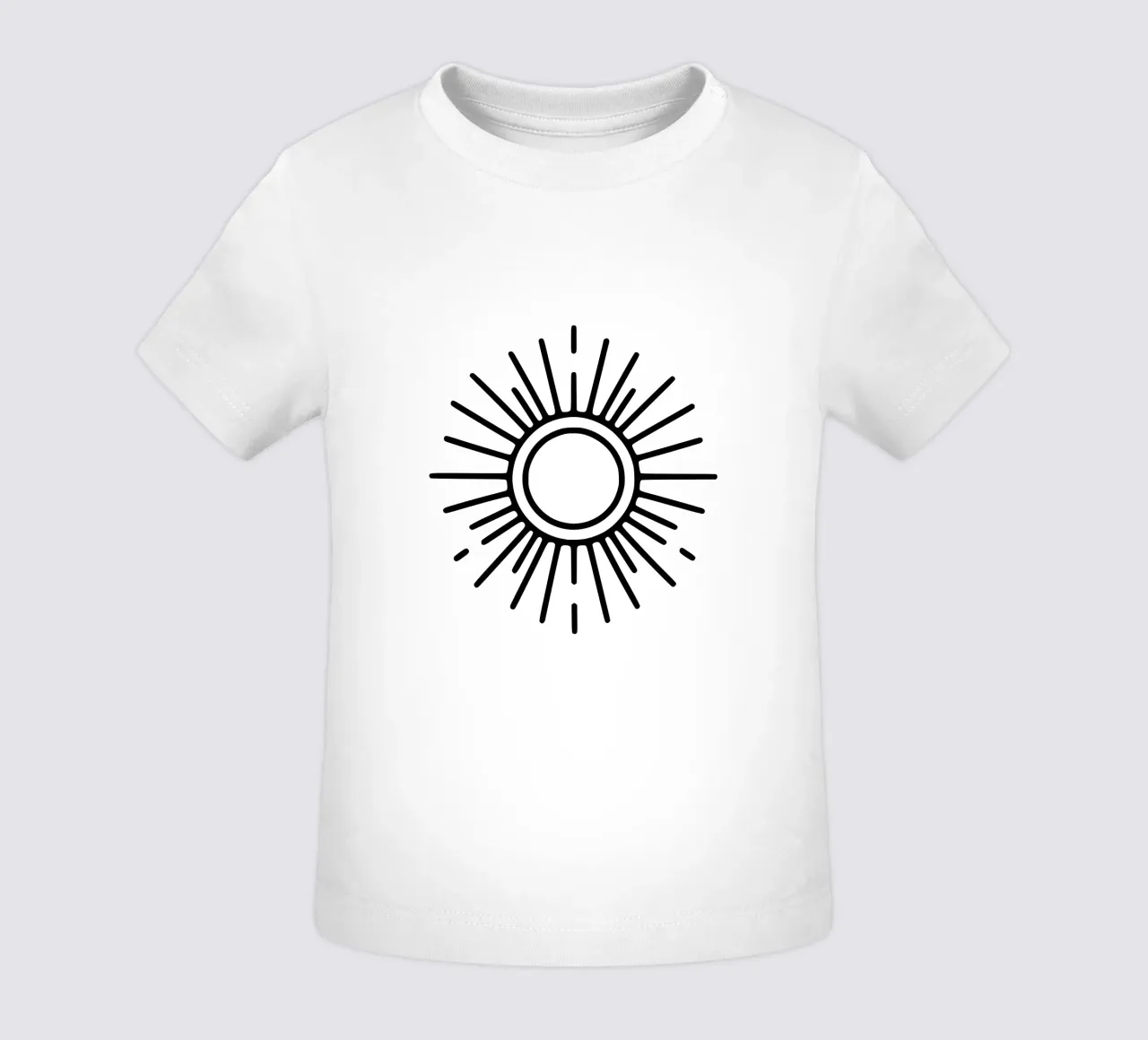 Una luminosità sottile: un sole minimalista maglietta neonato da Bold & Simple