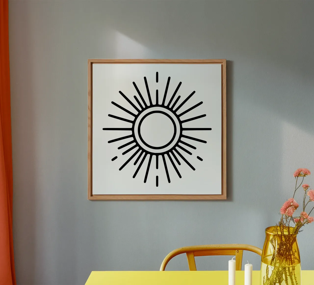 Una luminosità sottile: un sole minimalista alluminio dibond da Bold & Simple