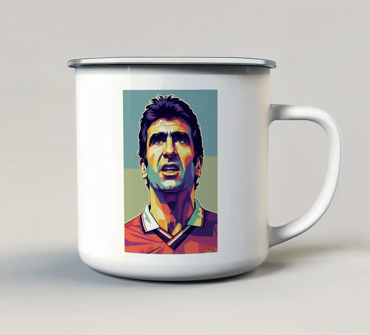 Erick Cantona WPAP art tazza in smalto da Hantamrata