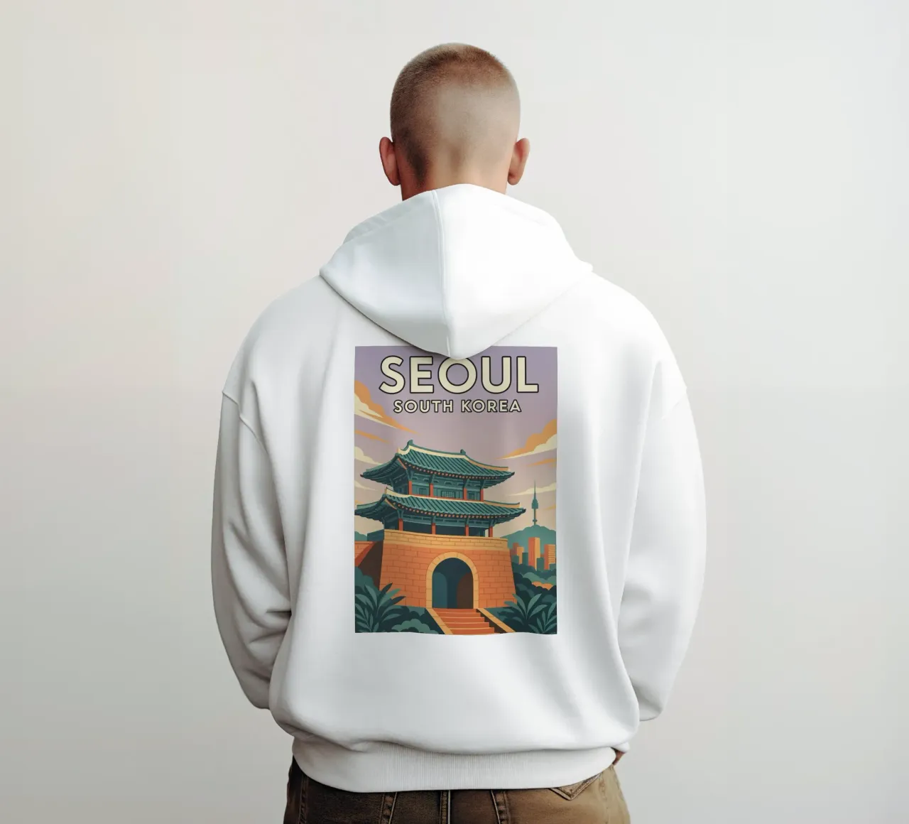 seúl corea del sur dibujo sudadera con capucha de jasmines