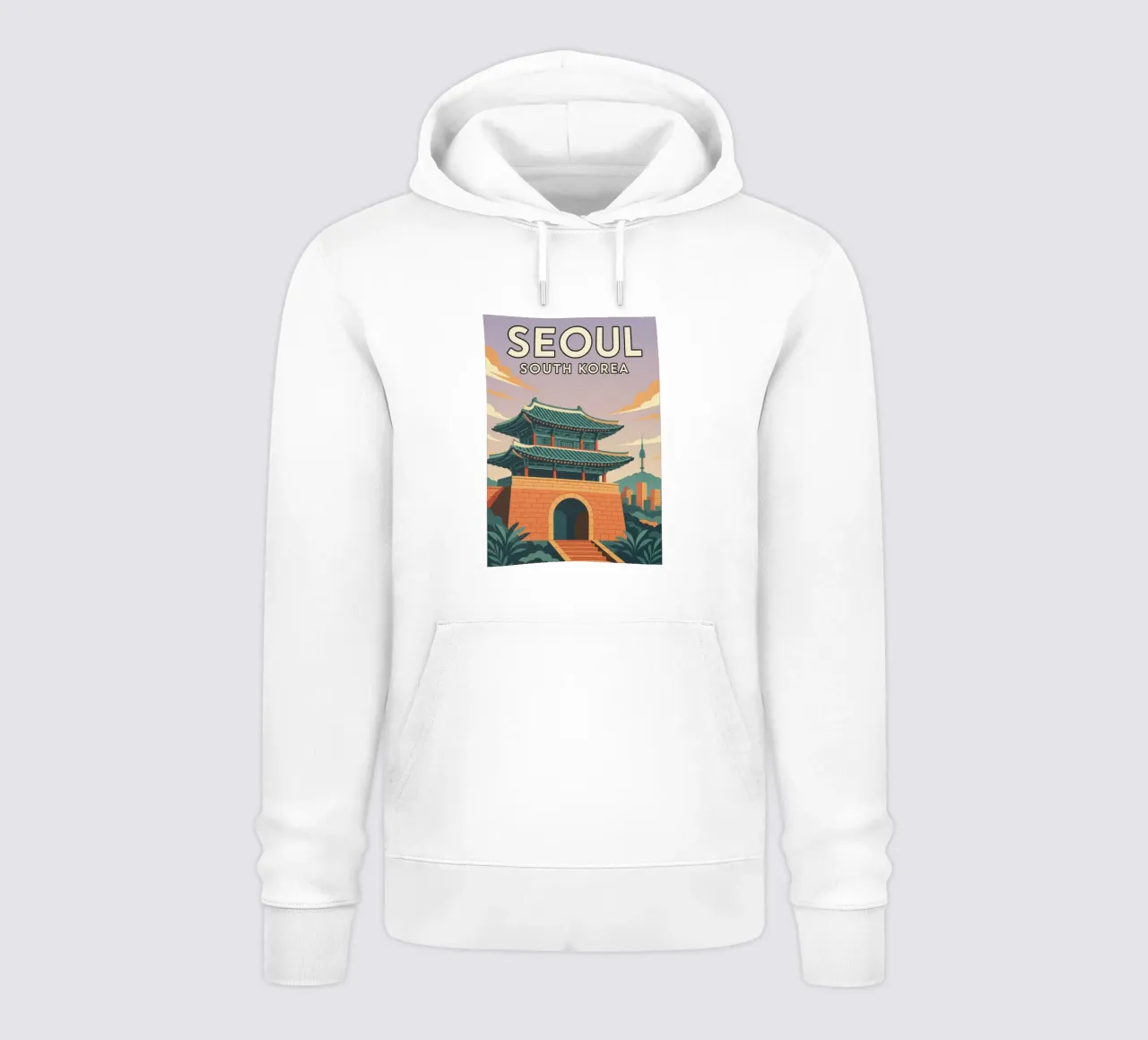 seúl corea del sur dibujo sudadera con capucha de jasmines