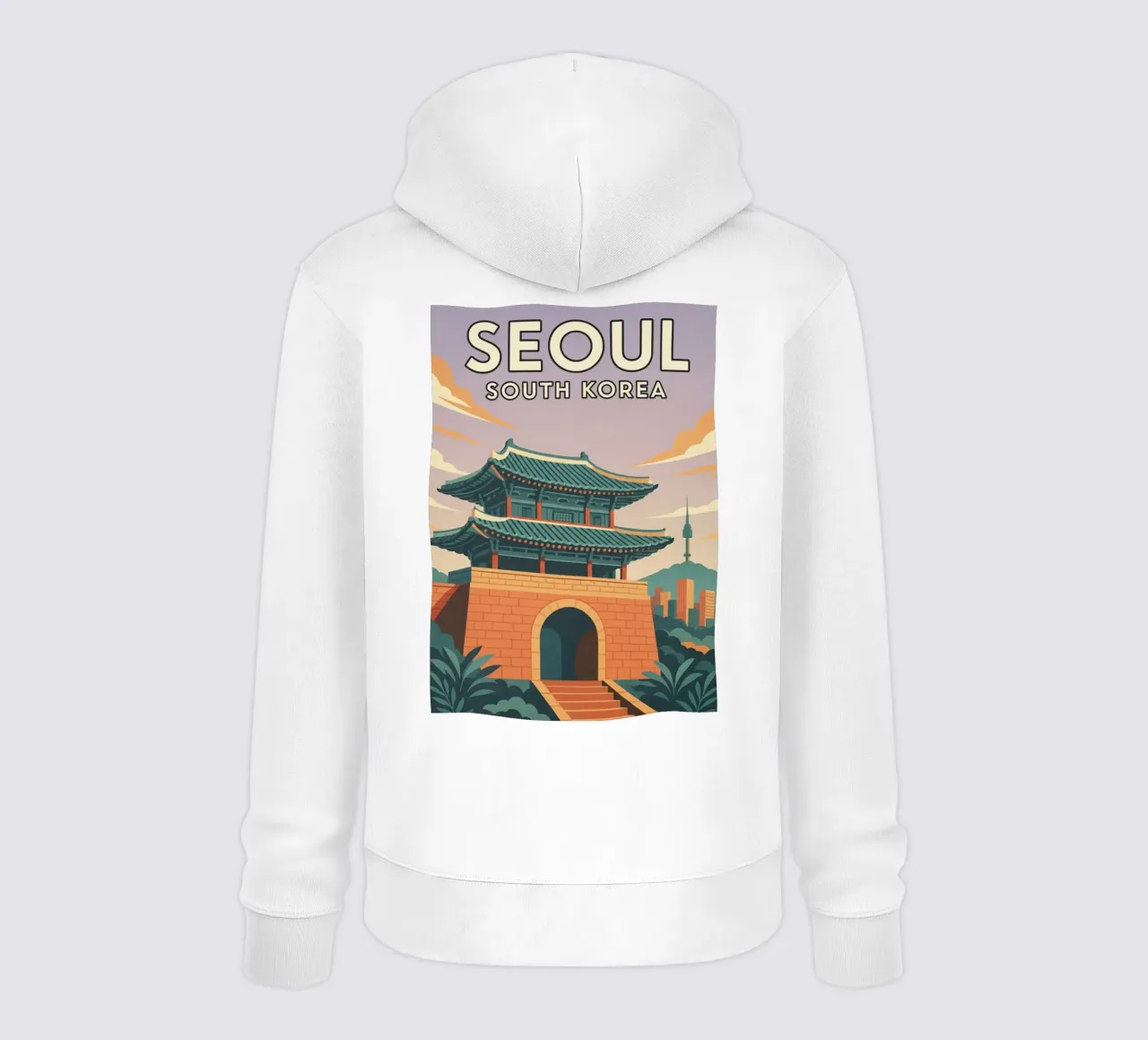 seúl corea del sur dibujo sudadera con capucha de jasmines