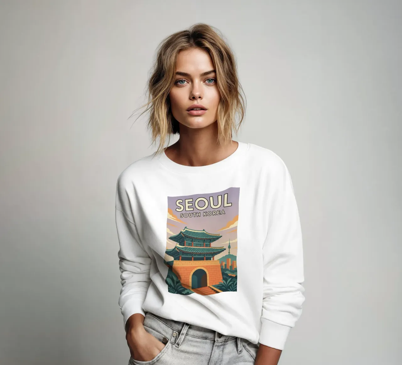 seúl corea del sur dibujo sudadera de jasmines