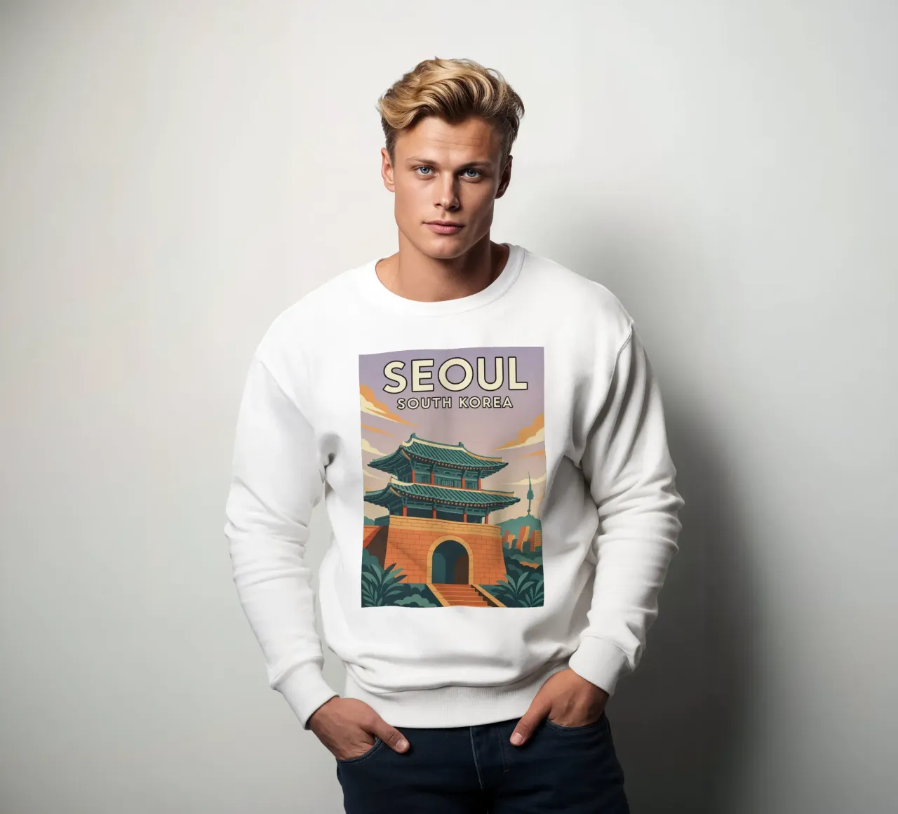 seúl corea del sur dibujo sudadera de jasmines