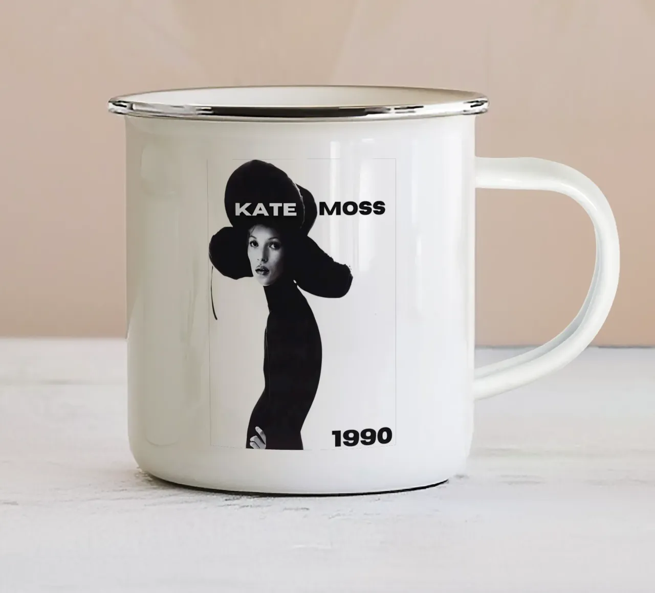 Kate Moss 1990 tazza in smalto da vintage