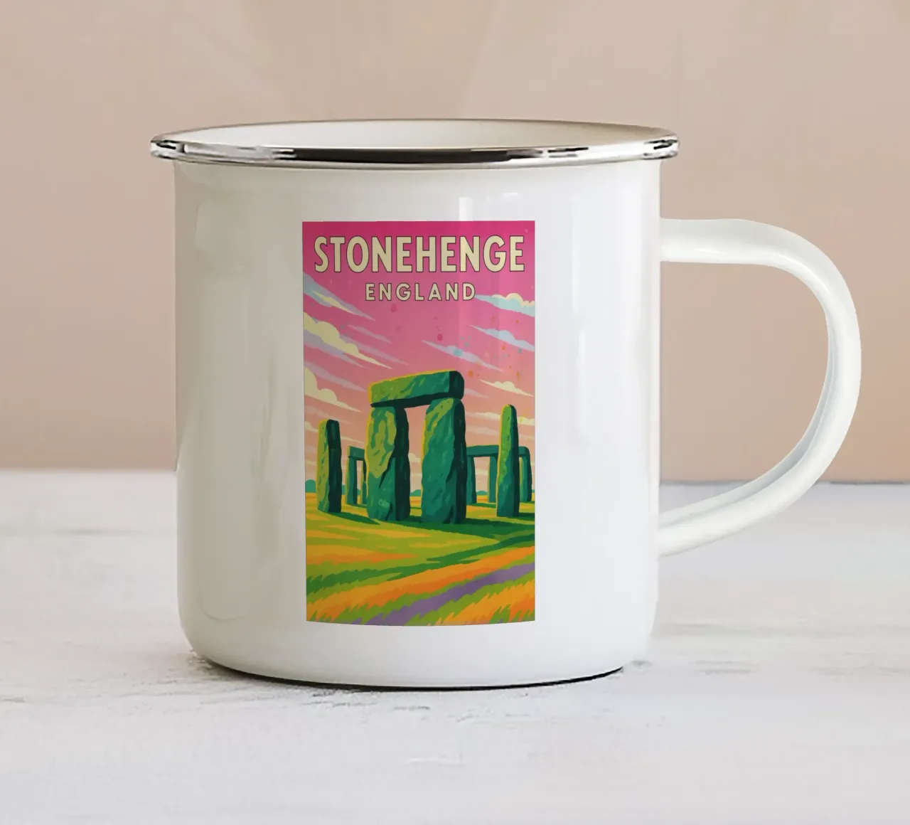 disegno di stonehenge inghilterra tazza in smalto da jasmines