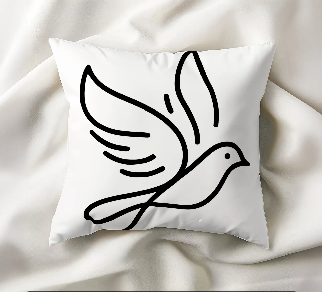 Natura e minimalismo combinati - illustrazione di uccelli in line art cuscino da Bold & Simple