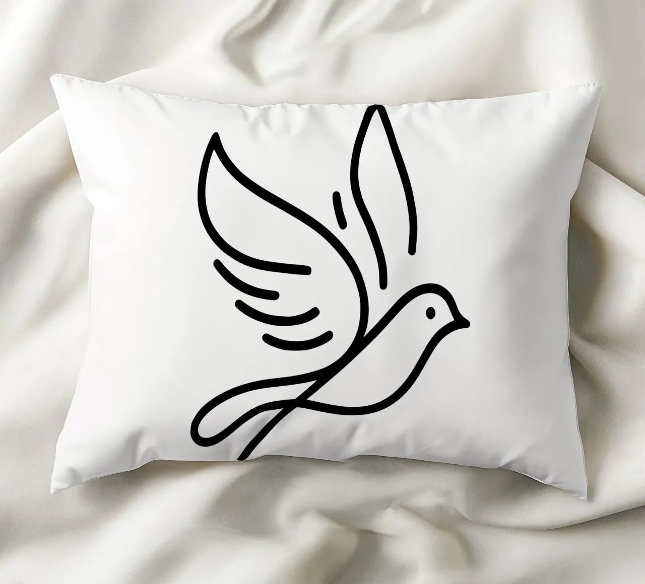 Natura e minimalismo combinati - illustrazione di uccelli in line art cuscino da Bold & Simple