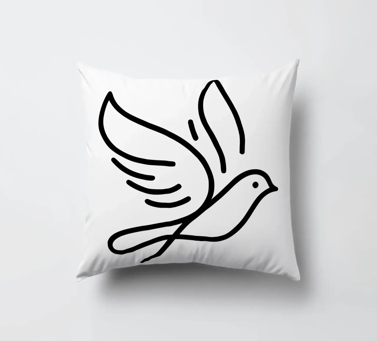 Natura e minimalismo combinati - illustrazione di uccelli in line art cuscino da Bold & Simple