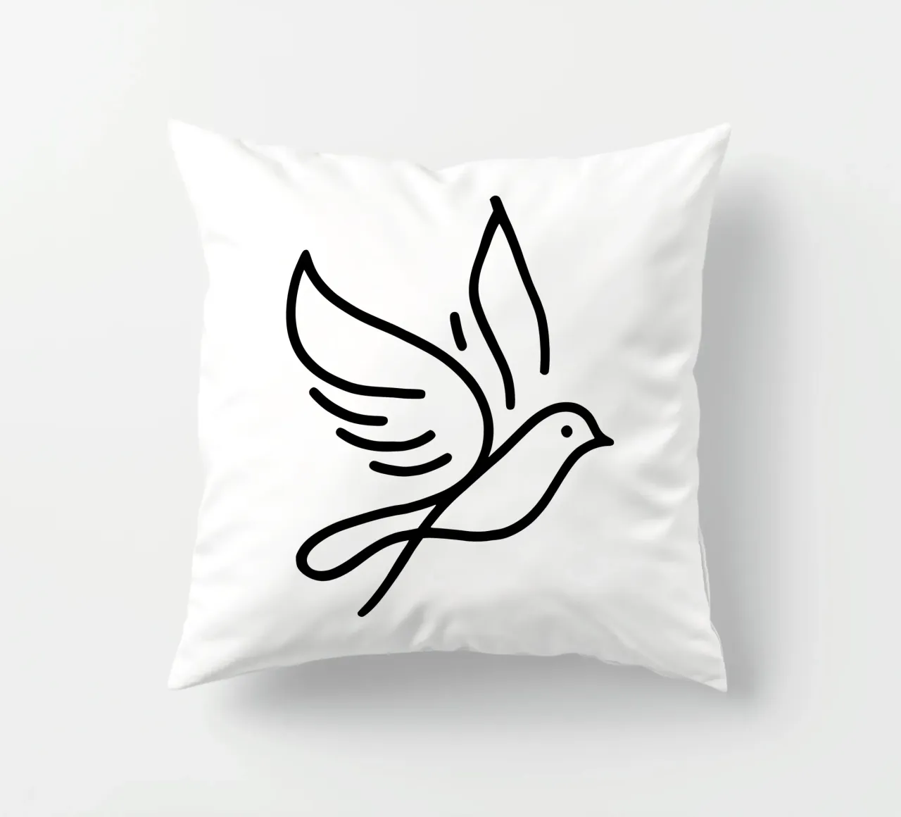 Natura e minimalismo combinati - illustrazione di uccelli in line art cuscino da Bold & Simple