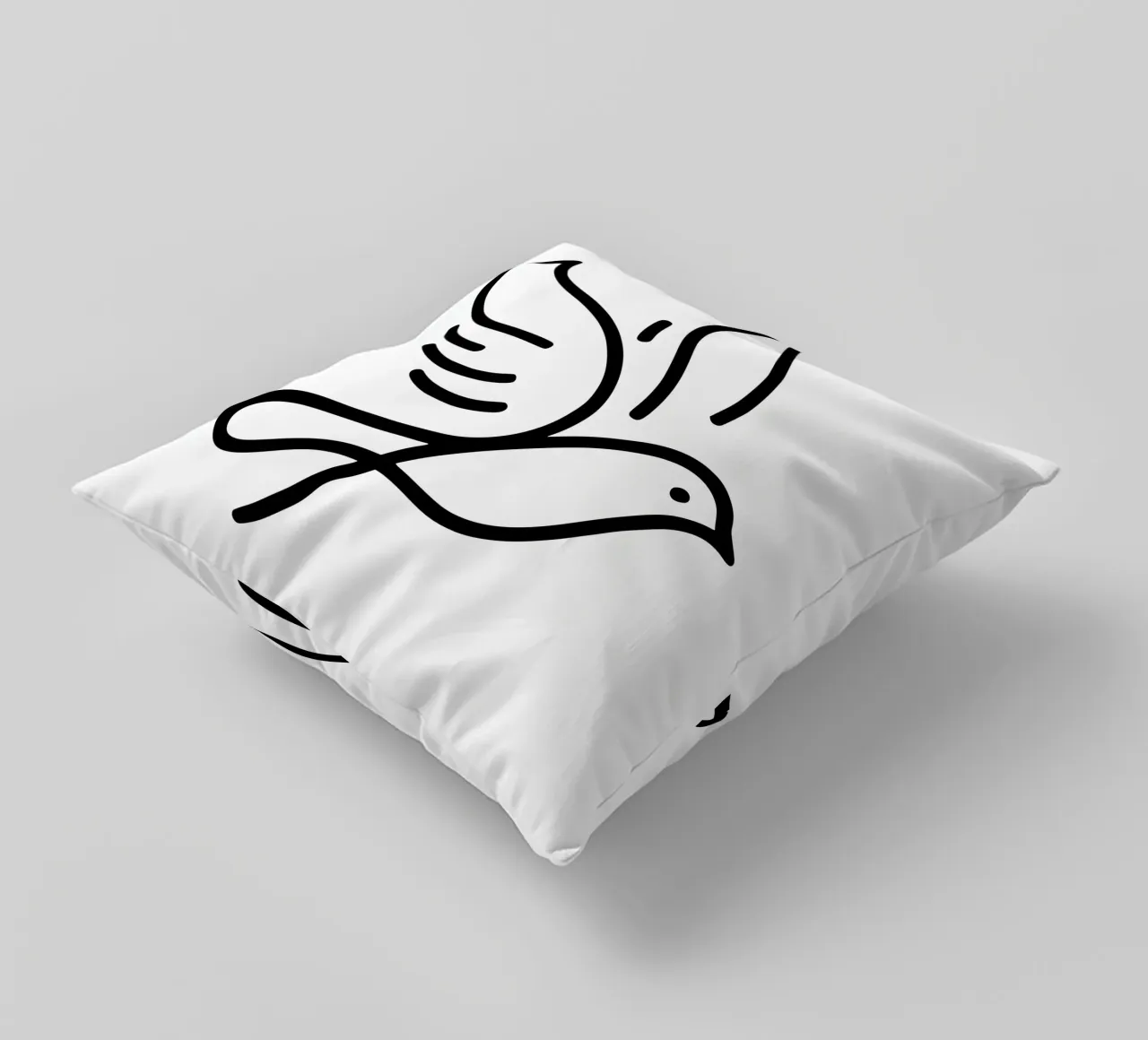 Natura e minimalismo combinati - illustrazione di uccelli in line art cuscino da Bold & Simple