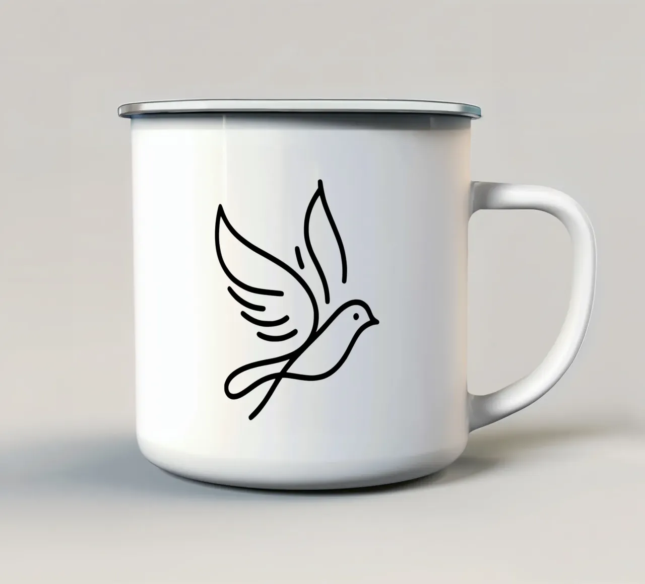 Natura e minimalismo combinati - illustrazione di uccelli in line art tazza in smalto da Bold & Simple