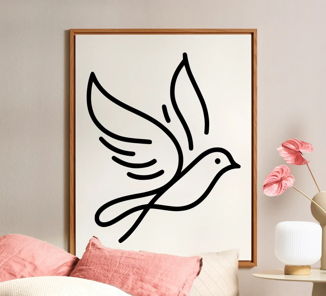 Natura e minimalismo combinati - illustrazione di uccelli in line art alluminio dibond da Bold & Simple