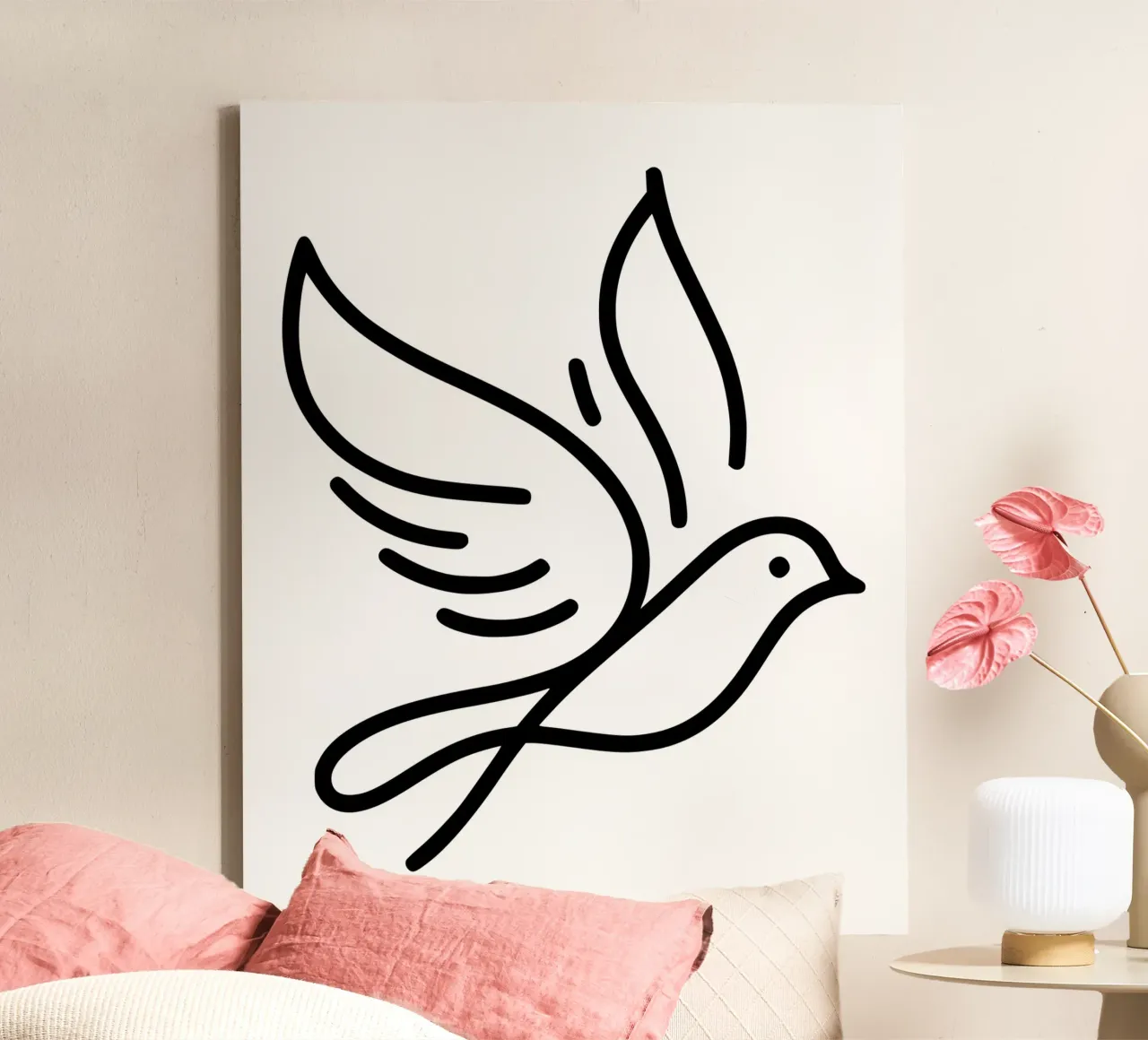 Natura e minimalismo combinati - illustrazione di uccelli in line art tela da Bold & Simple