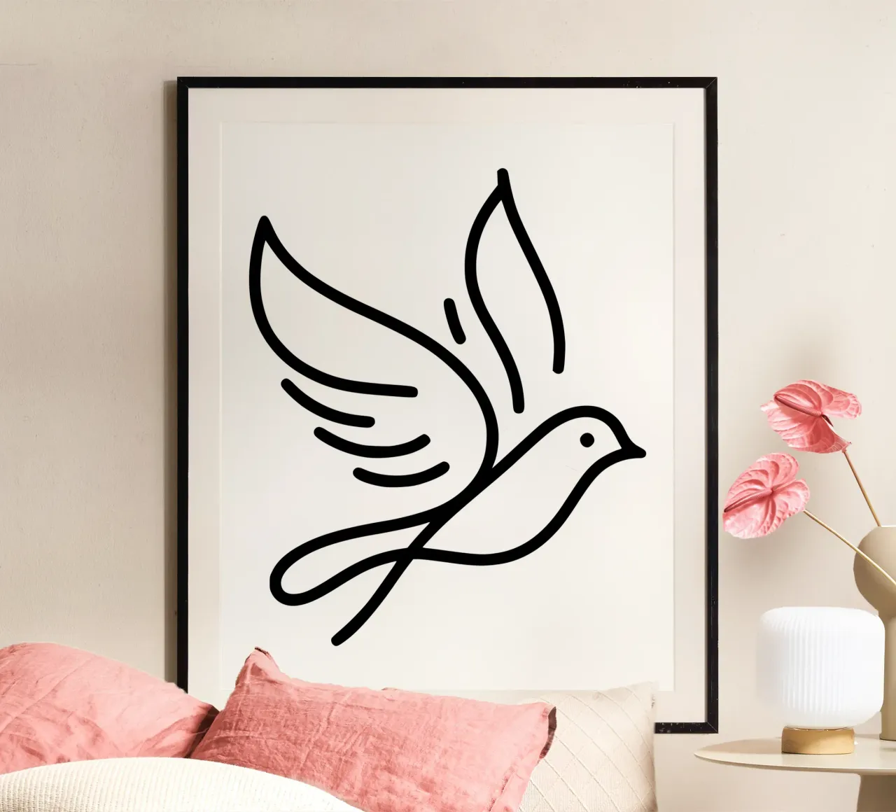 Natura e minimalismo combinati - illustrazione di uccelli in line art poster da Bold & Simple