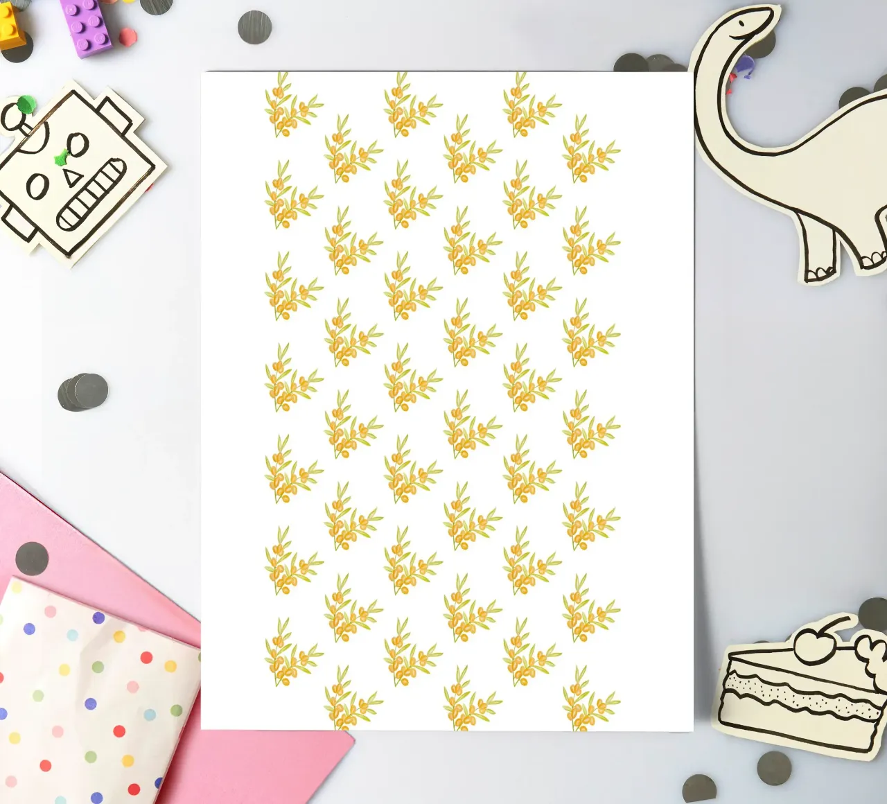 Seabuckthorn Pattern #1 foglio adesivo da kathrinmay