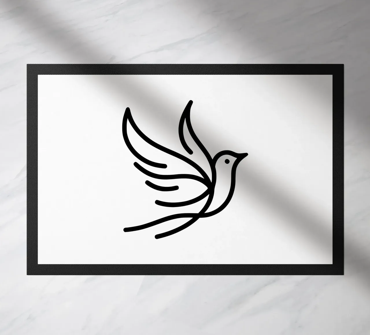 Flight of the bird - minimalist line art for your home doormat by Bold & Simple