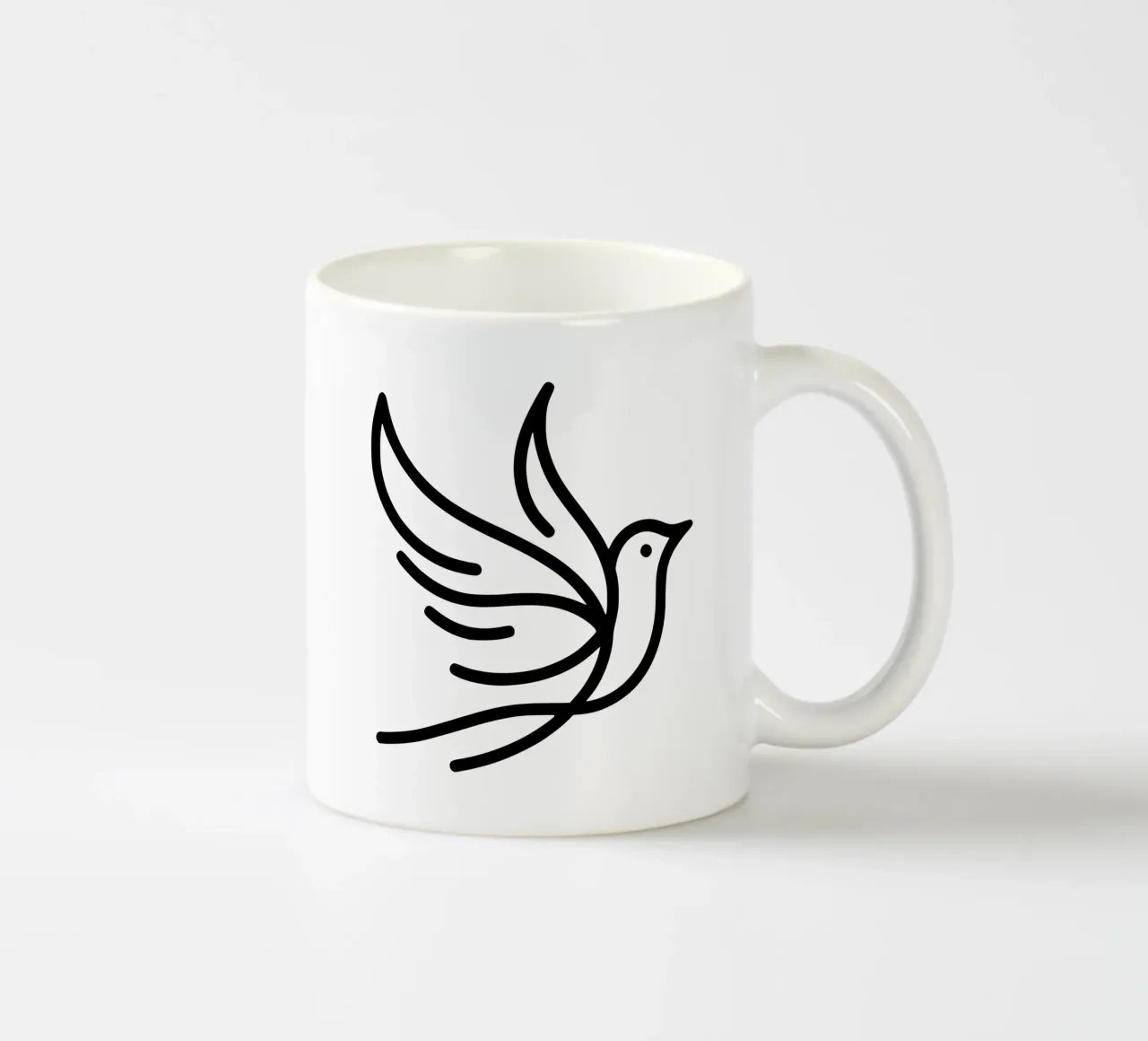 Flight of the bird - minimalist line art for your home ceramic mug by Bold & Simple