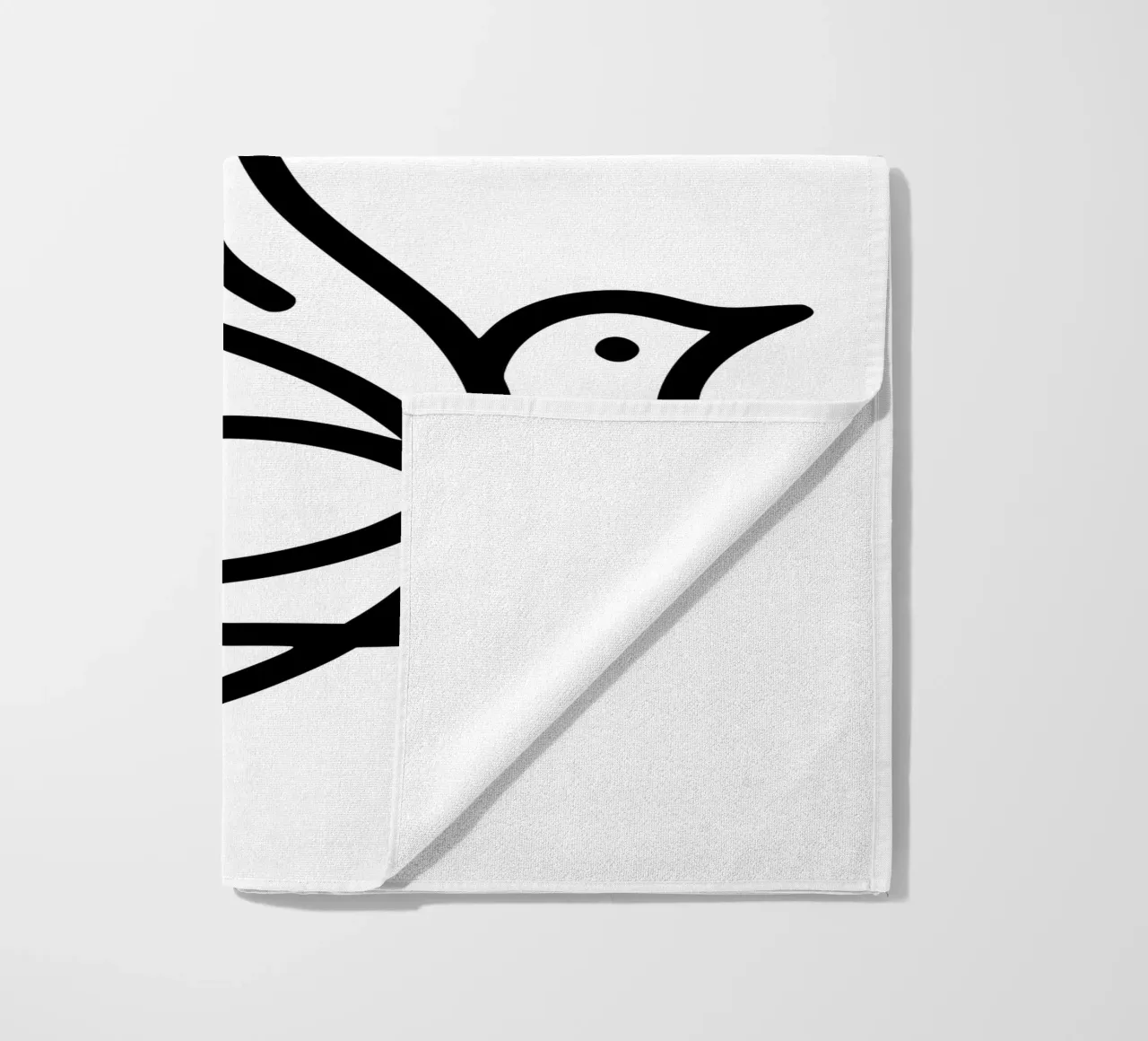 Flight of the bird - minimalist line art for your home beach towel by Bold & Simple