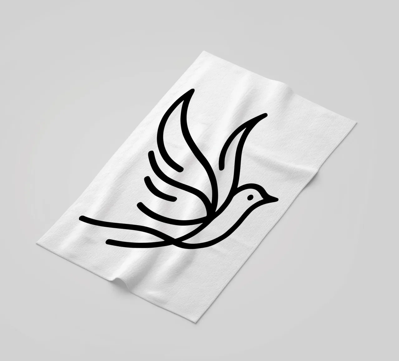 Flight of the bird - minimalist line art for your home beach towel by Bold & Simple