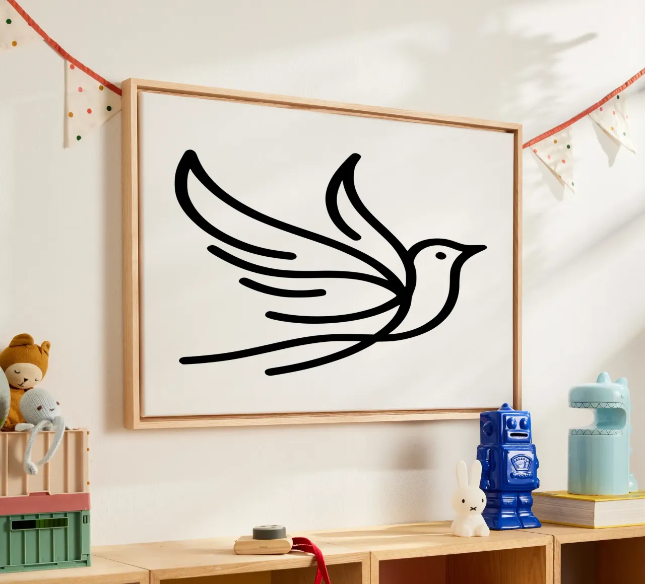 Flight of the bird - minimalist line art for your home canvas by Bold & Simple