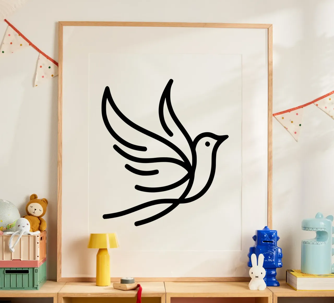 Flight of the bird - minimalist line art for your home poster by Bold & Simple