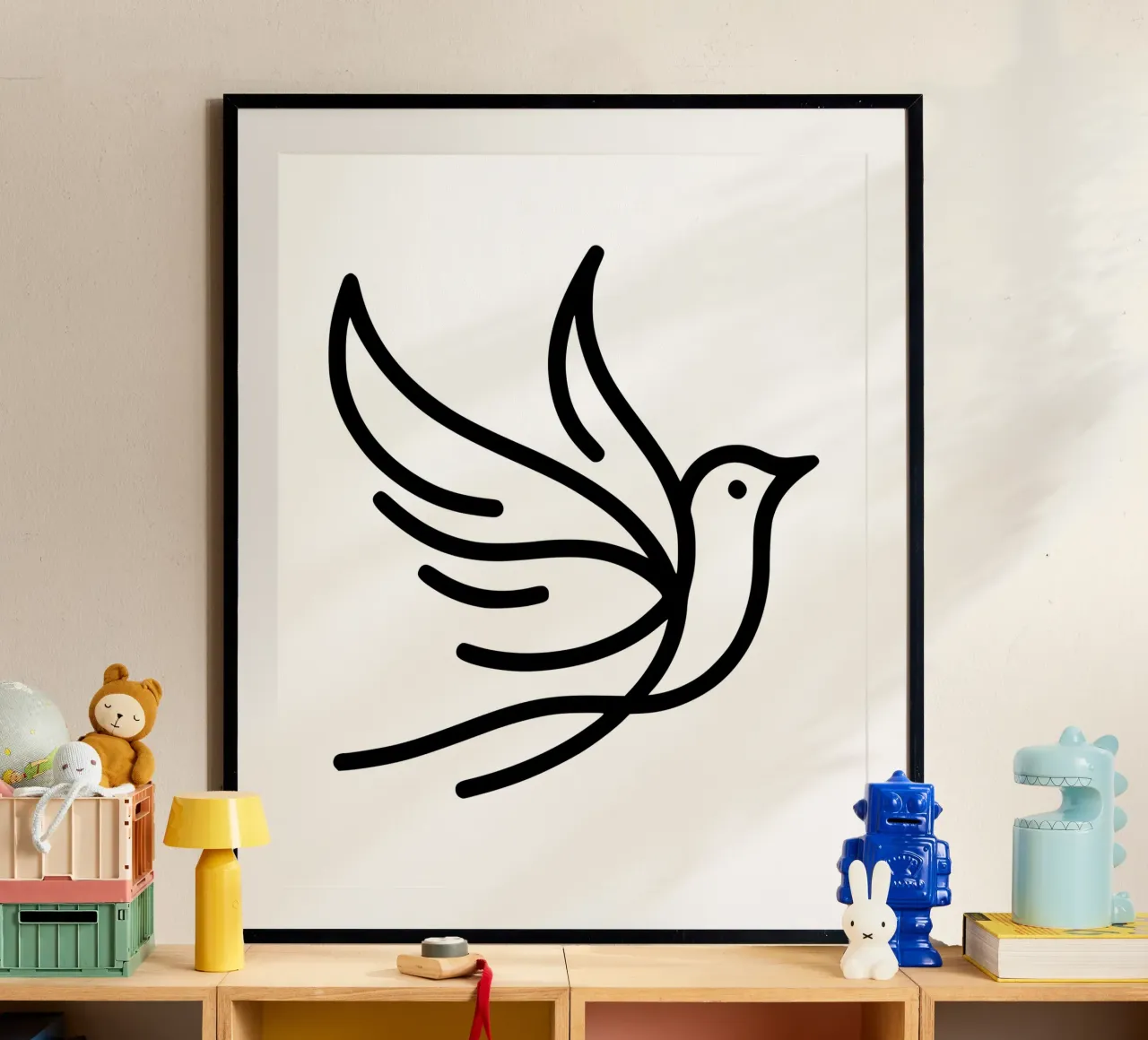 Flight of the bird - minimalist line art for your home poster by Bold & Simple