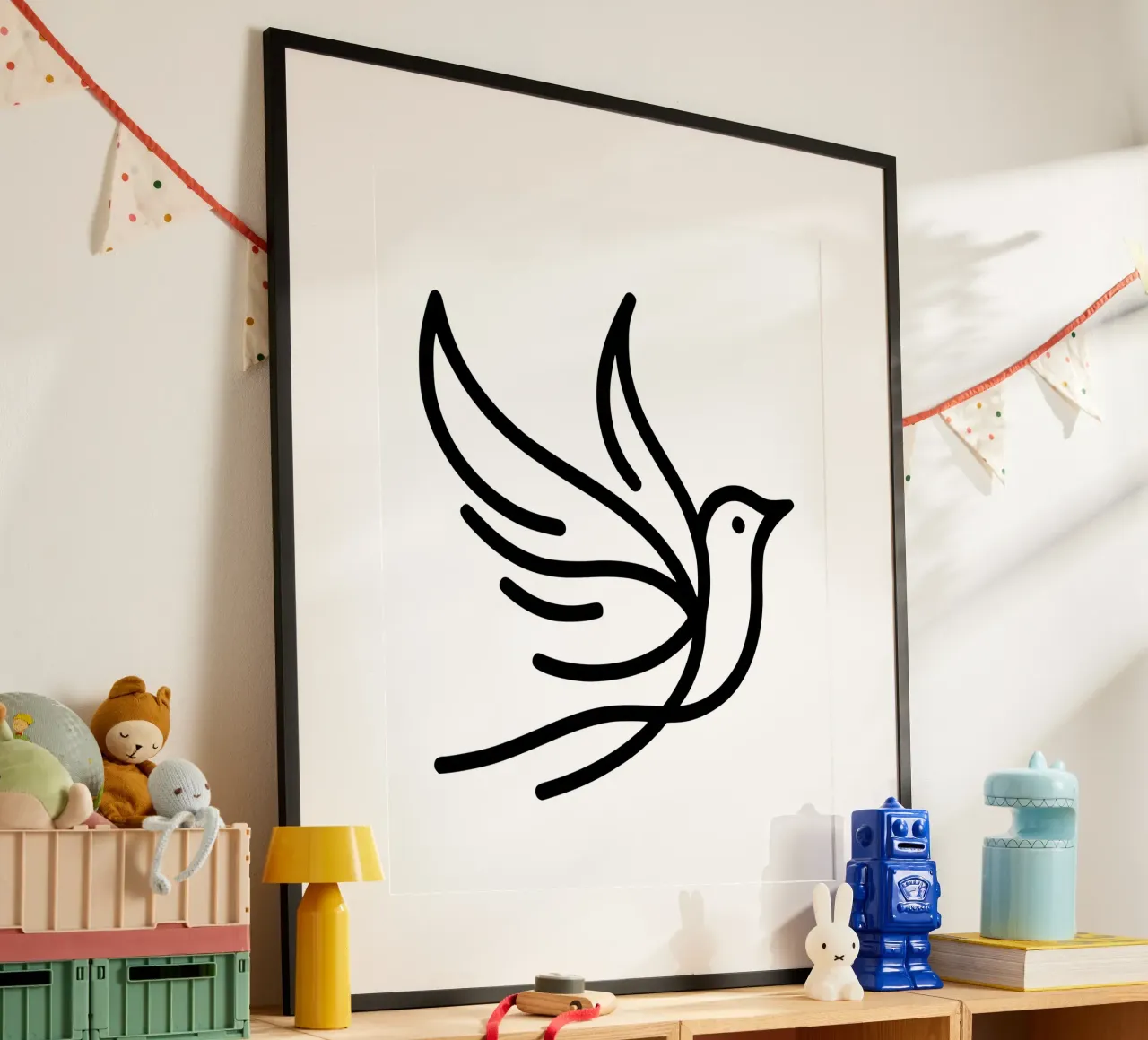 Flight of the bird - minimalist line art for your home poster by Bold & Simple