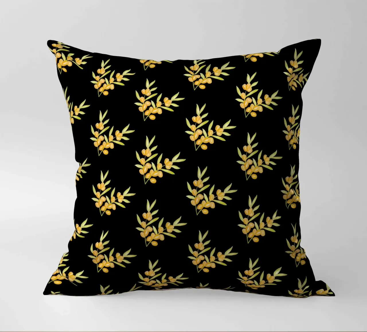 Seabuckthorn Pattern #2 decorative cushion by kathrinmay