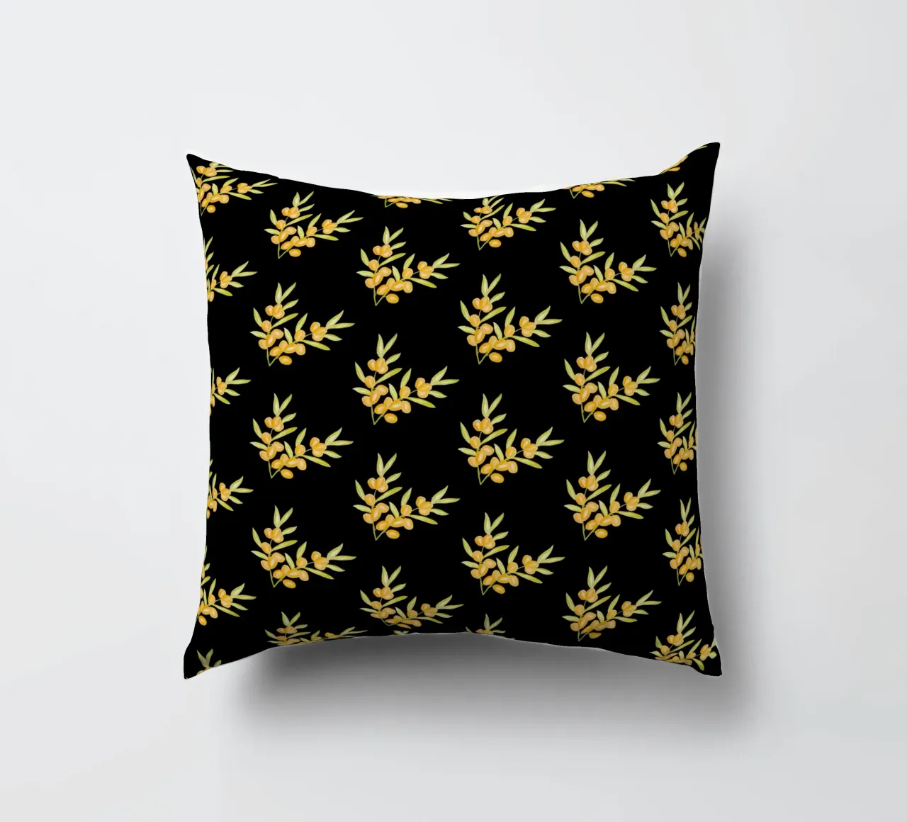 Seabuckthorn Pattern #2 decorative cushion by kathrinmay