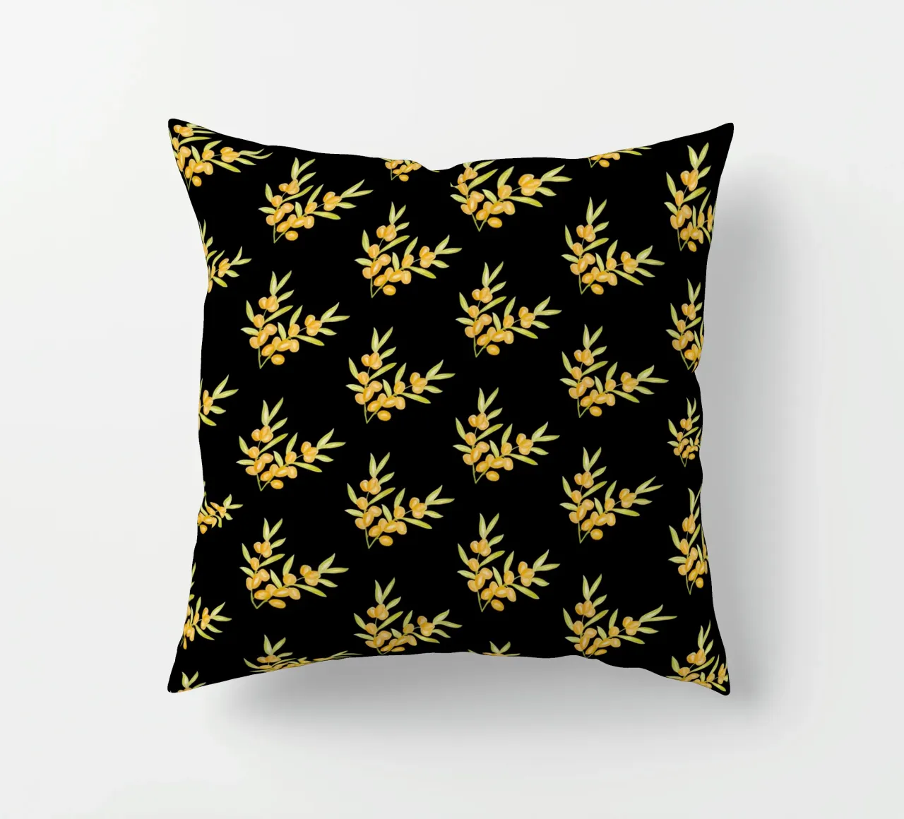 Seabuckthorn Pattern #2 decorative cushion by kathrinmay