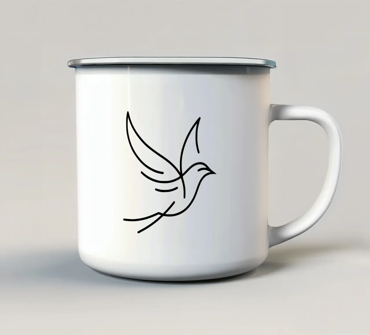 Oiseau intemporel en Lineart - L'élégance liée à la nature mug en émail de Bold & Simple