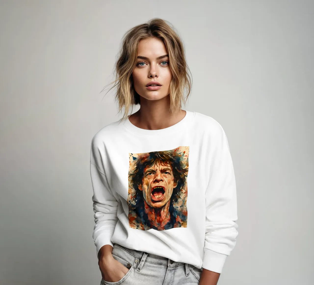 Ritratto ad acquerello di Mick Jagger felpa da 🎁 ARTVI-SHOP
