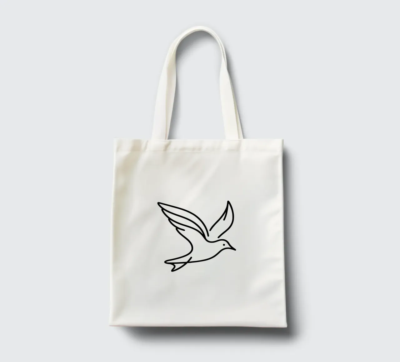 Gabbiano in line art, volo elegante di un uccello borsa in juta da Bold & Simple