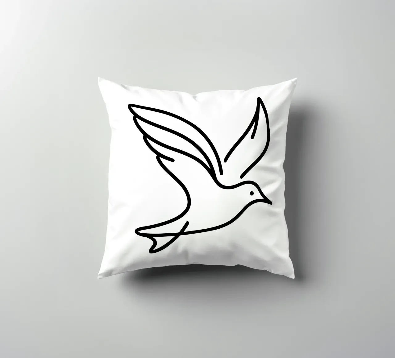 Gabbiano in line art, volo elegante di un uccello cuscino da Bold & Simple