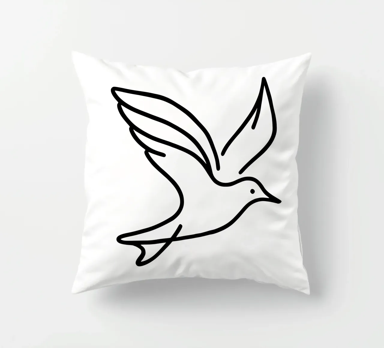 Gabbiano in line art, volo elegante di un uccello cuscino da Bold & Simple