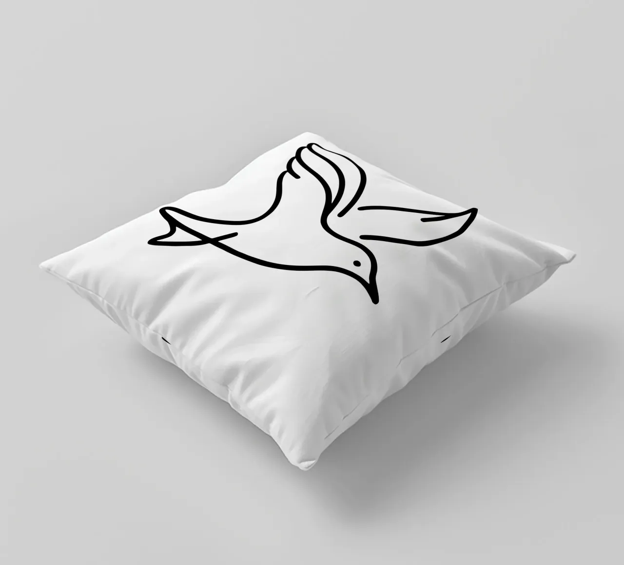 Gabbiano in line art, volo elegante di un uccello cuscino da Bold & Simple