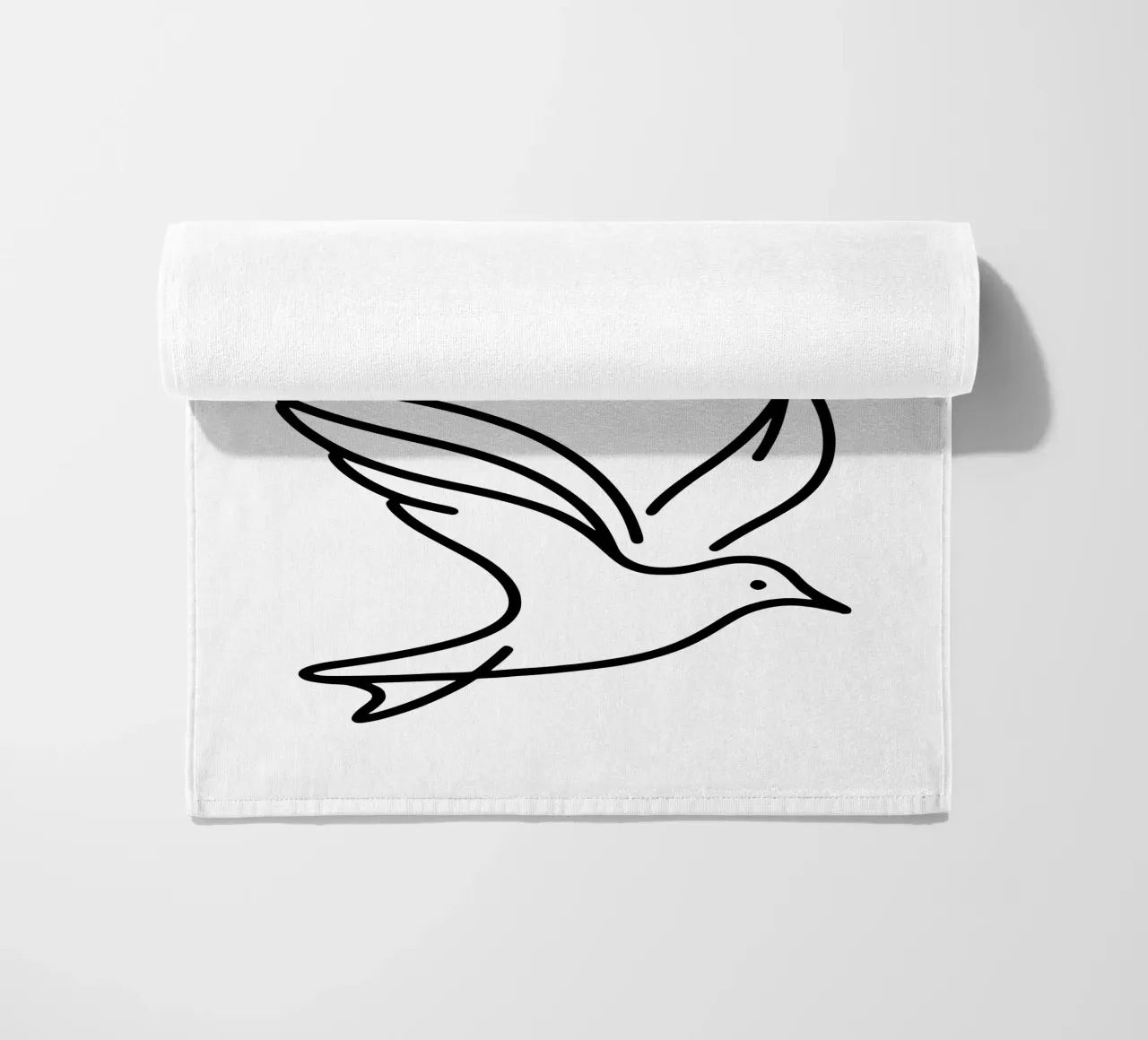 Gabbiano in line art, volo elegante di un uccello telo mare da Bold & Simple