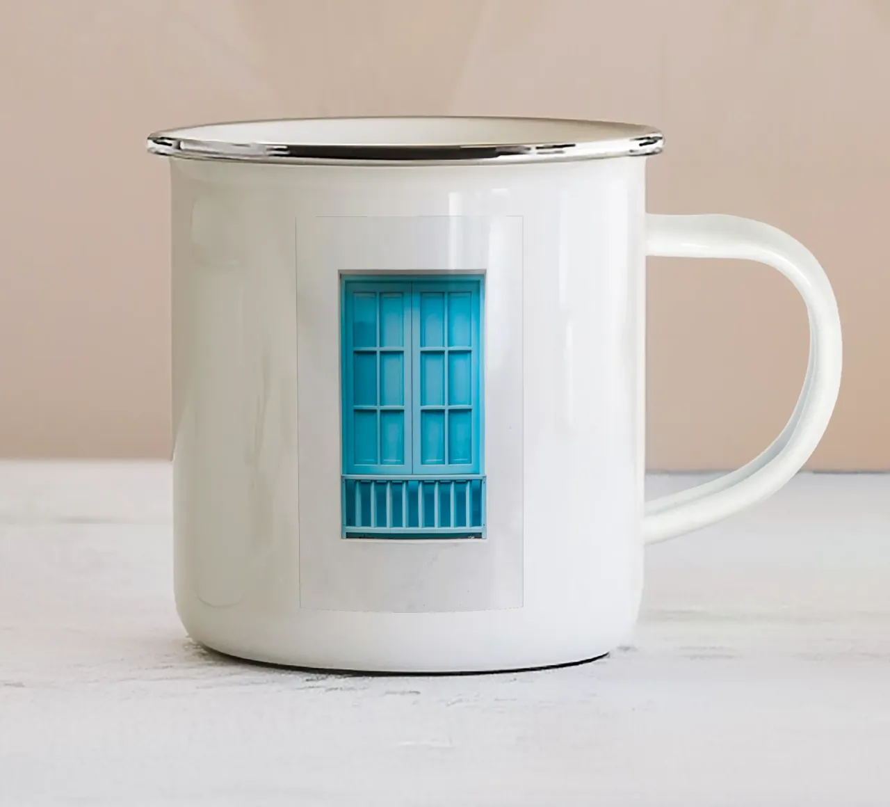 single window blue tazza in smalto da feny