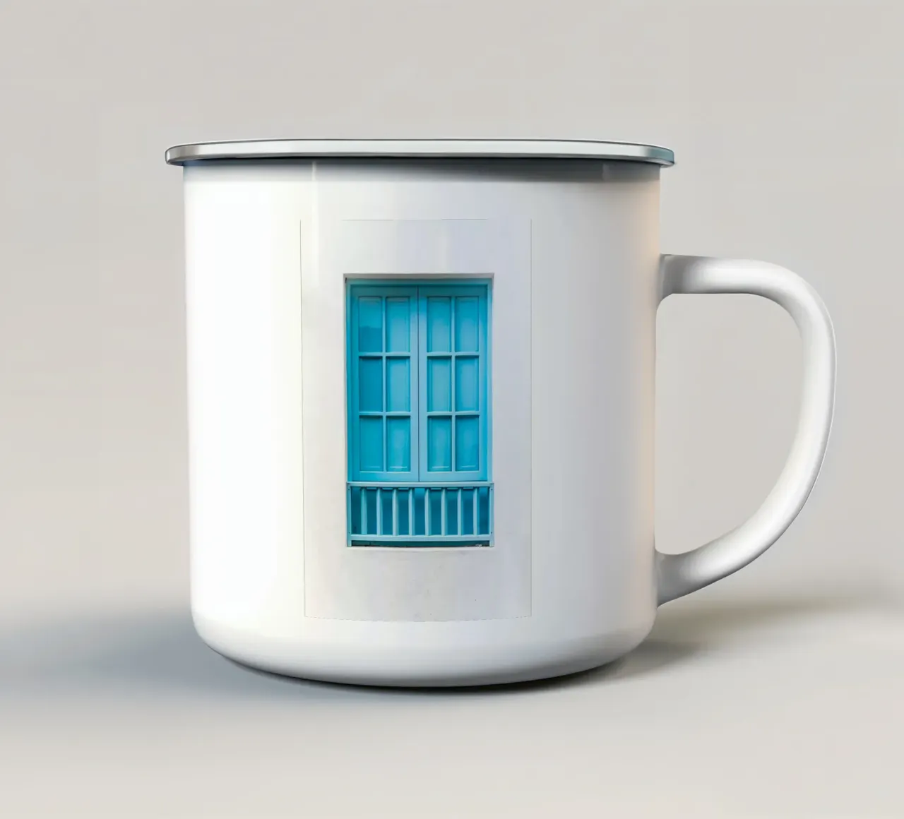 single window blue tazza in smalto da feny