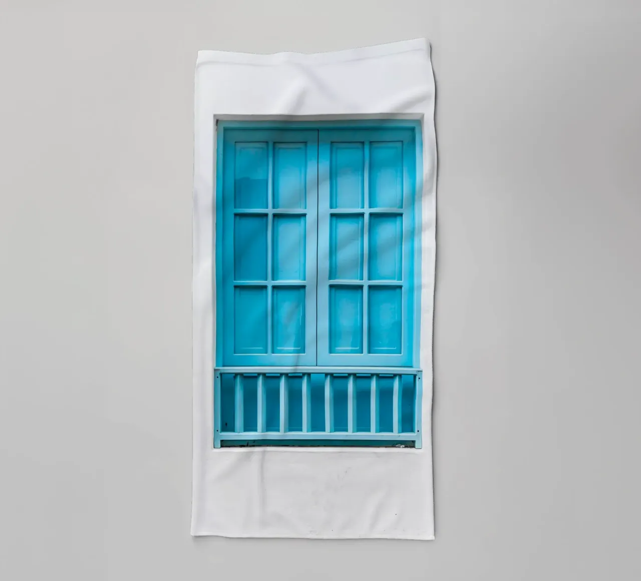 single window blue asciugamano da bagno da feny