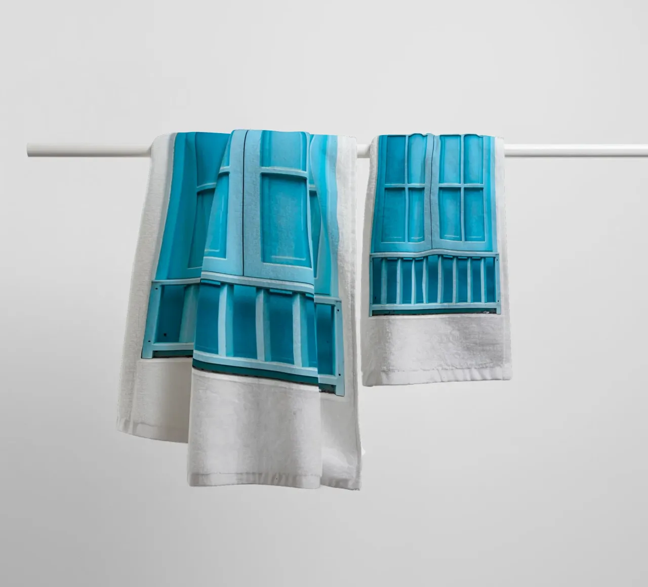 single window blue asciugamano da bagno da feny